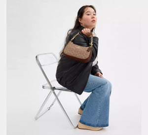 Teri Shoulder Bag In Signature Canvas Tan Brown