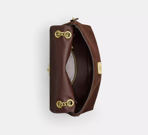Chelsea Shoulder Bag 30 With Chain Brass/Dark Chocolate