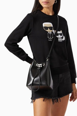 Karl Lagerfeld Women's K/Ikonik Leather Bucket Bag in black - Karl Lagerfeld product image 3