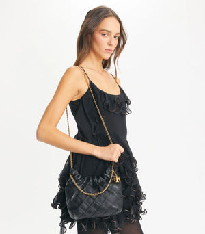 Tory Burch Mini Fleming Soft Hobo Bag Black