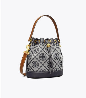 Tory Burch T Monogram Bucket Bag Navy