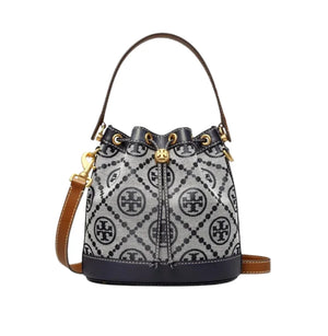 Tory Burch T Monogram Bucket Bag Navy