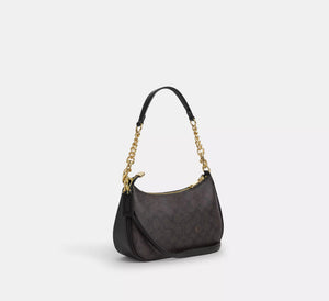 Teri Shoulder Bag In Signature Canvas /Gold/Walnut/Black