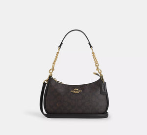 Teri Shoulder Bag In Signature Canvas /Gold/Walnut/Black