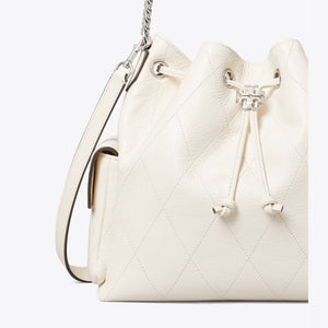 CHARLIE QUILTED DRAWSTRING SHOULDER BAG LIGHT CREAM