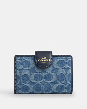 Medium Corner Zip Wallet In Signature Denim