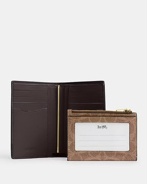 2-IN-1 WALLET IN BLOCKED SIGNATURE CANVAS