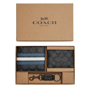 3-in-1 Wallet Set in Signature Canvas with Varsity Stripe