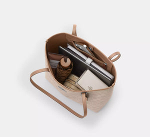 Medium City Tote Bag In Signature Canvas Sand Taupe