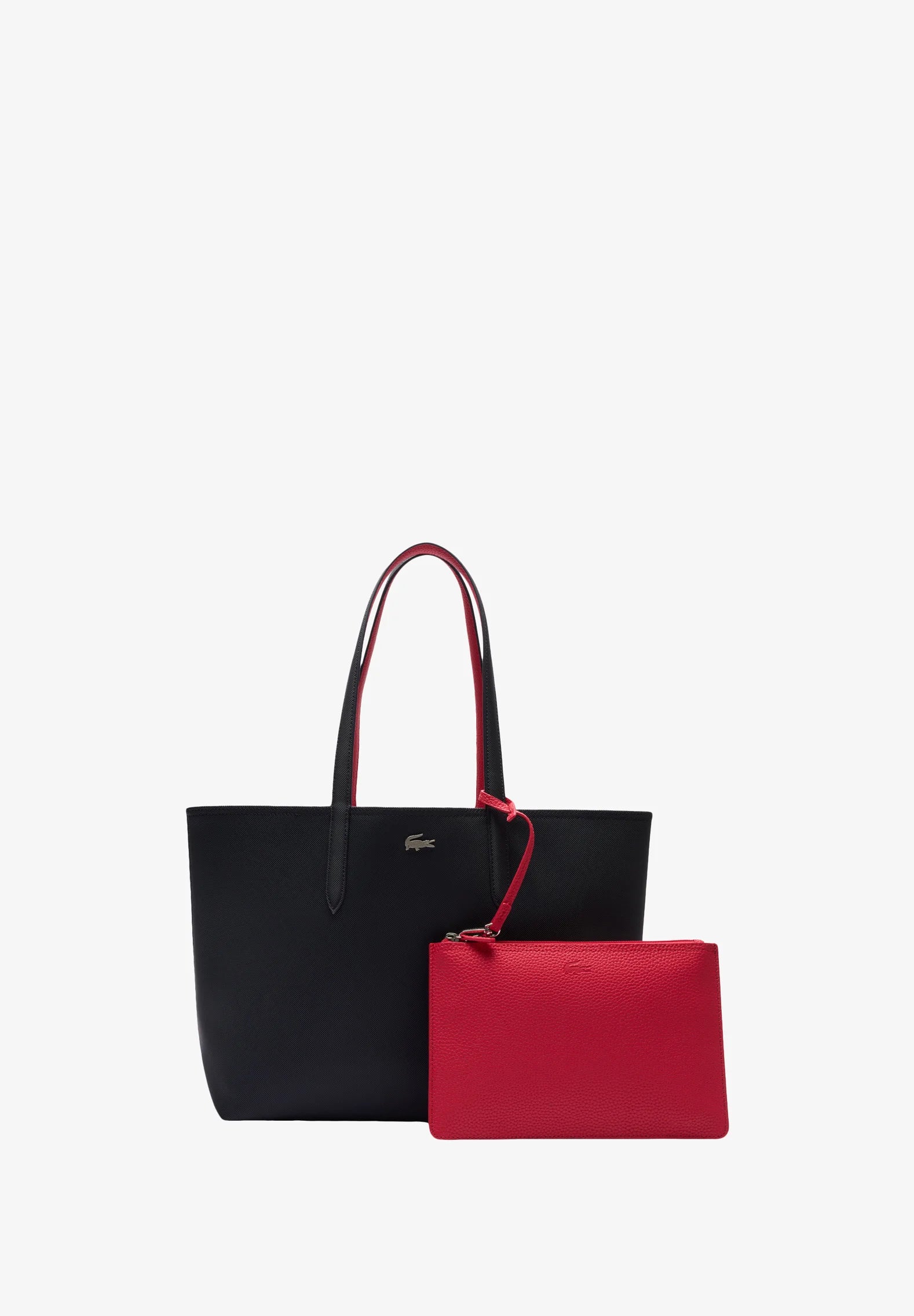 Anna Reversible Tote with Pouch Black and Red