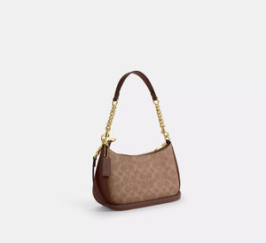Teri Shoulder Bag In Signature Canvas Tan Brown