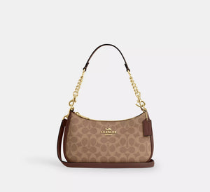 Teri Shoulder Bag In Signature Canvas Tan Brown