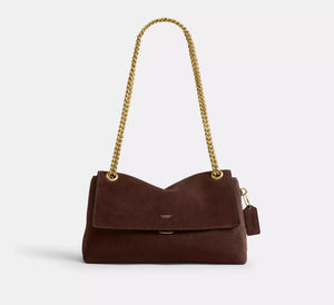 Chelsea Shoulder Bag 30 With Chain Brass/Dark Chocolate