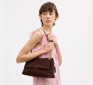 Chelsea Shoulder Bag 30 With Chain Brass/Dark Chocolate