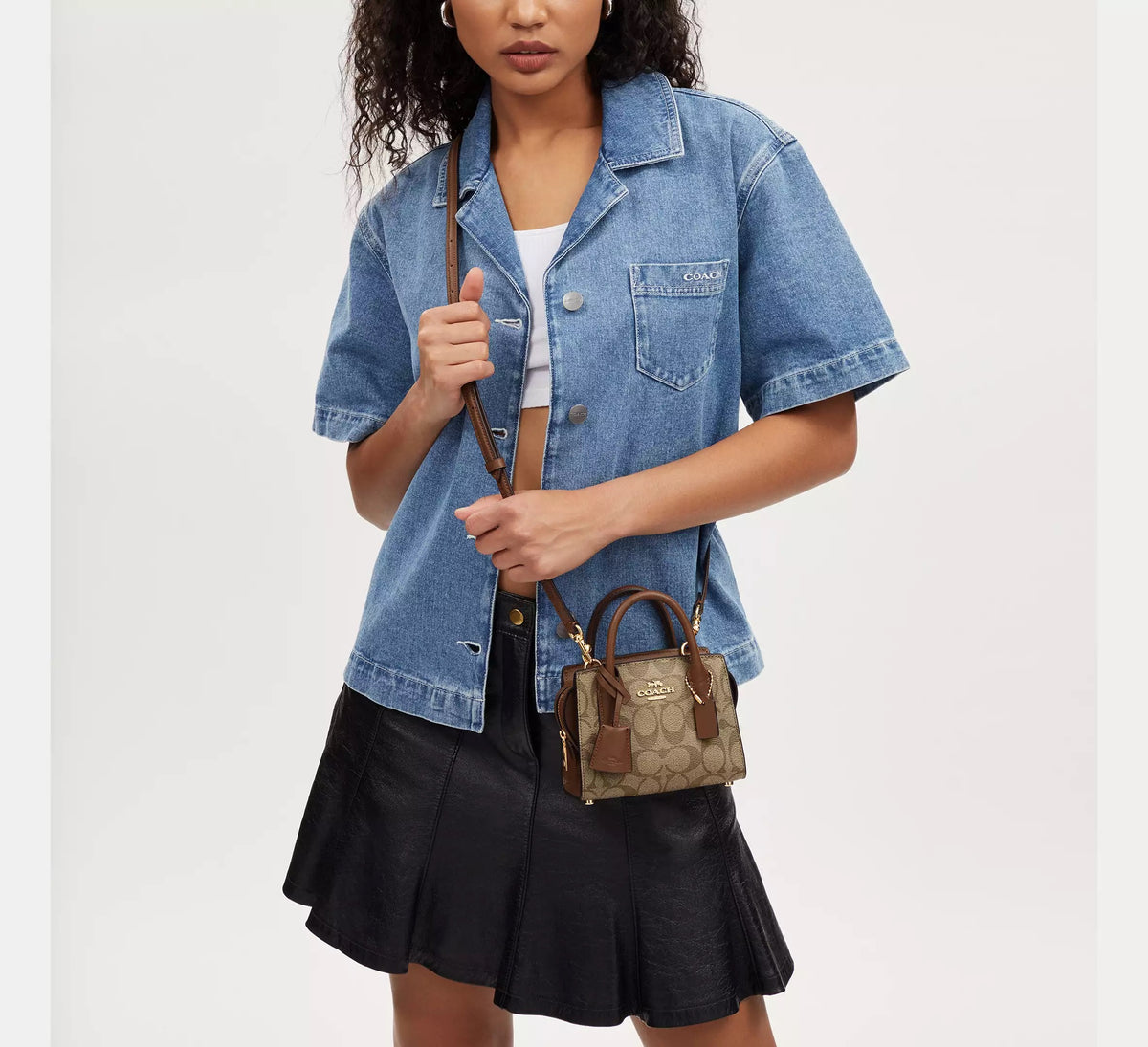 Andrea Mini Carryall In Signature Canvas Gold/Khaki