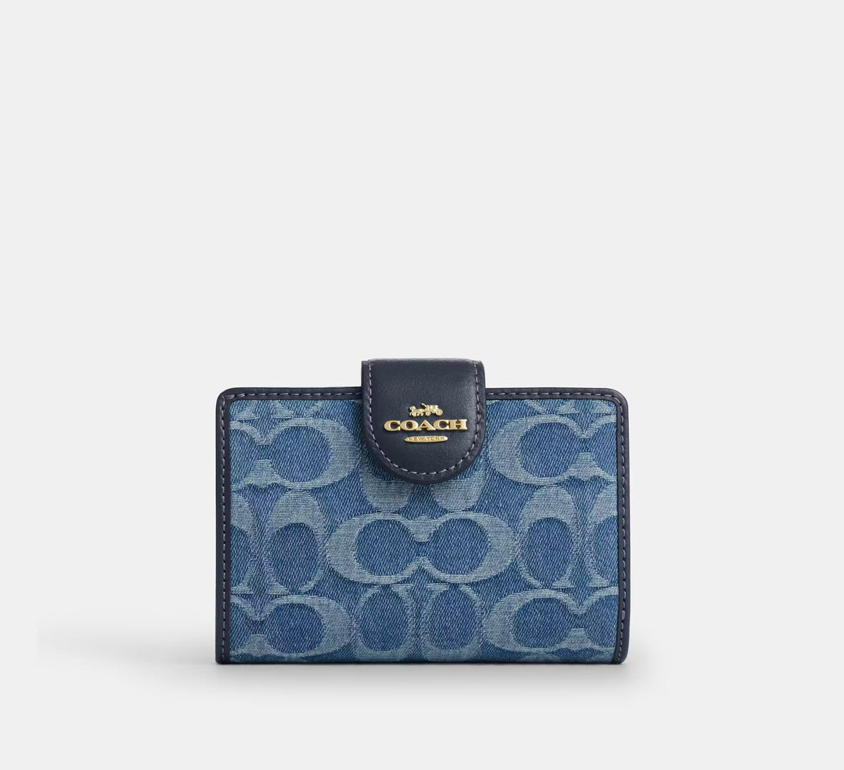 Medium Corner Zip Wallet In Signature Denim