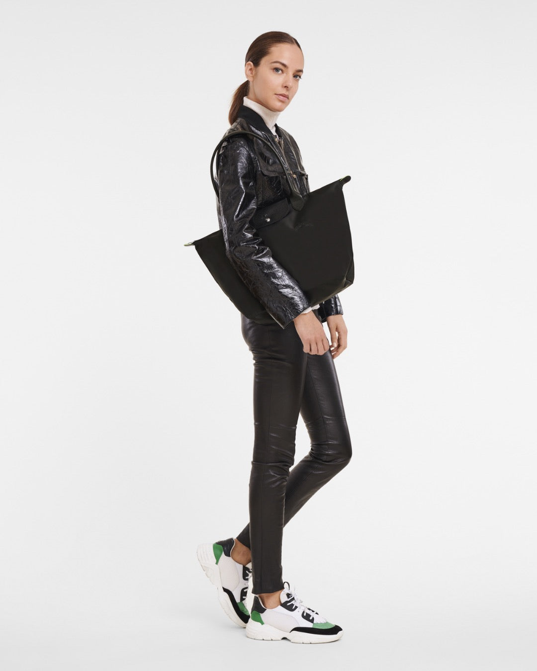 Le Pliage Green M Tote bag Black