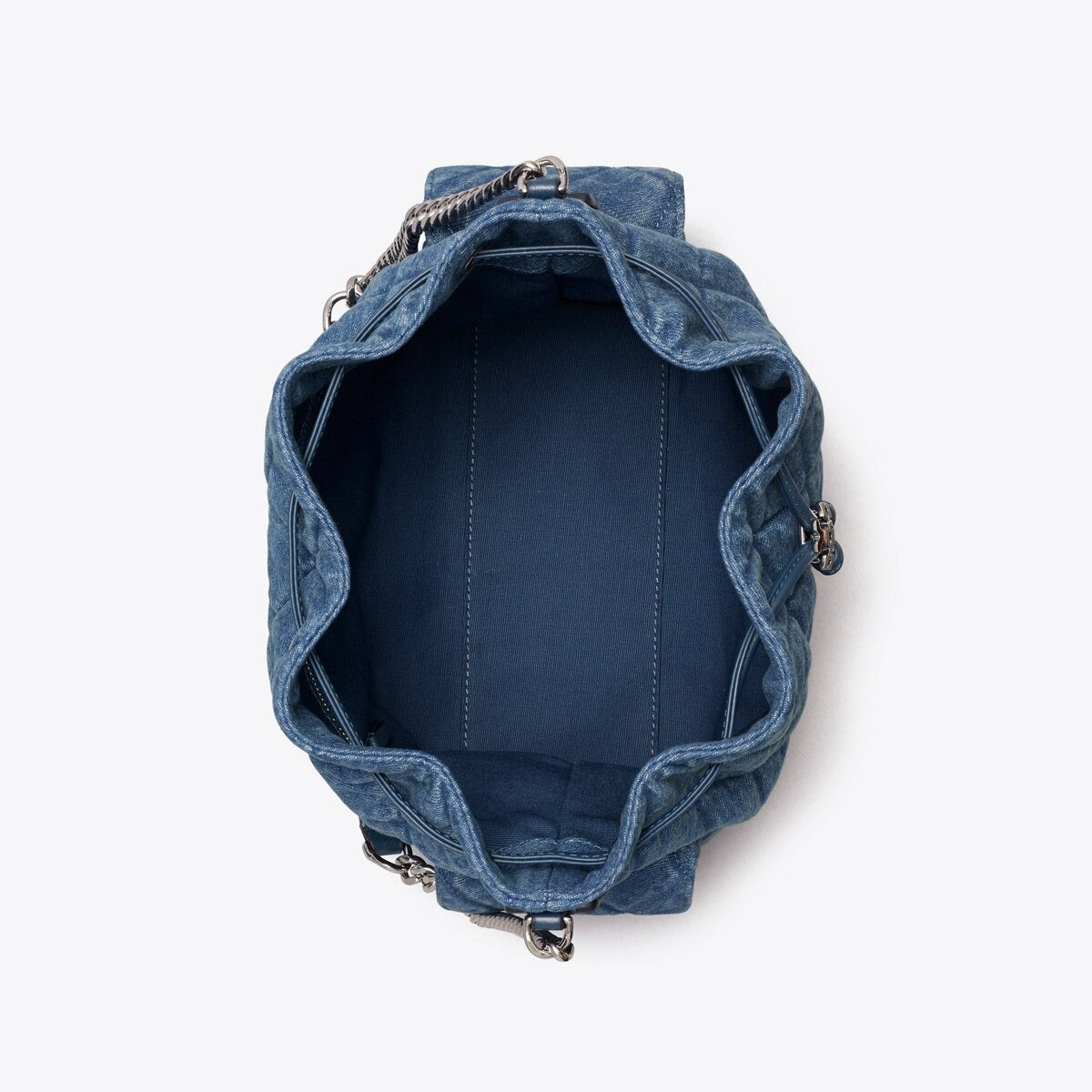 CHARLIE QUILTED DENIM DRAWSTRING SHOULDER BAG