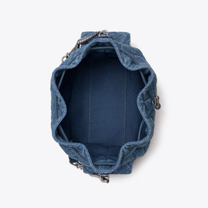 CHARLIE QUILTED DENIM DRAWSTRING SHOULDER BAG