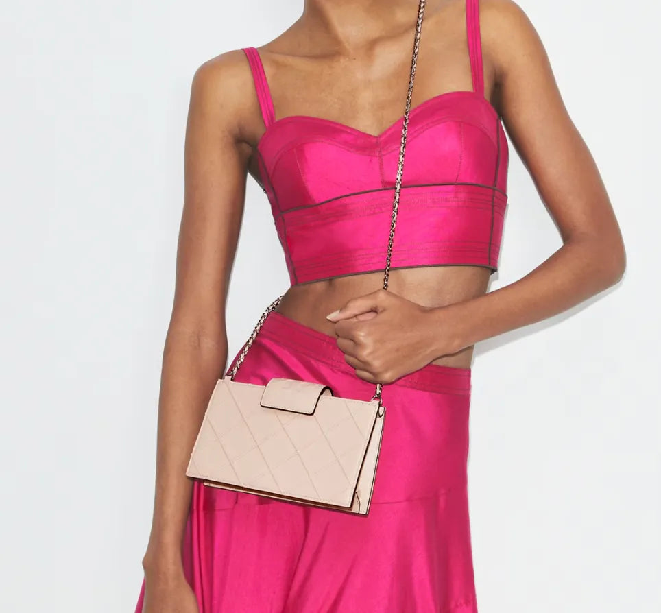 Tory Burch Mini Fleming Soft Chain Wallet Soft Pink
