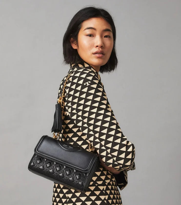 Tory Burch Small Fleming Convertible Shoulder Bag Black