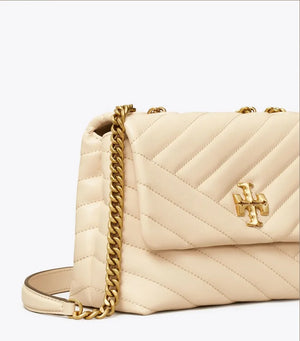 Tory Burch Small Kira Chevron Convertible Shoulder Bag New Cream