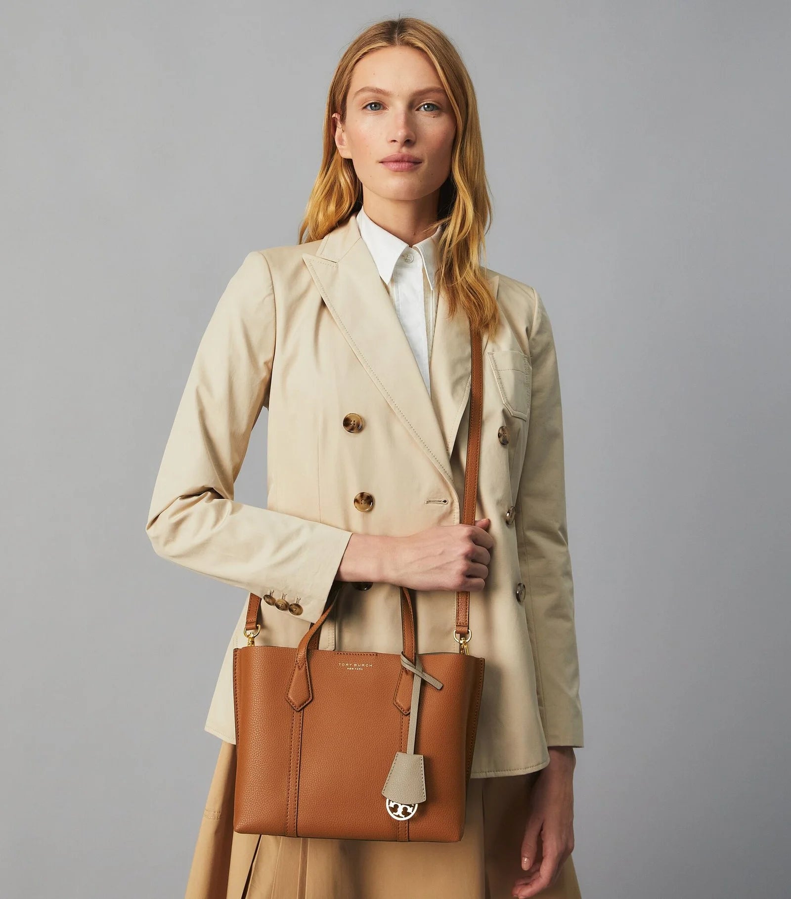 Tory Burch Small Perry Triple-compartment Tote Bag Light Umber