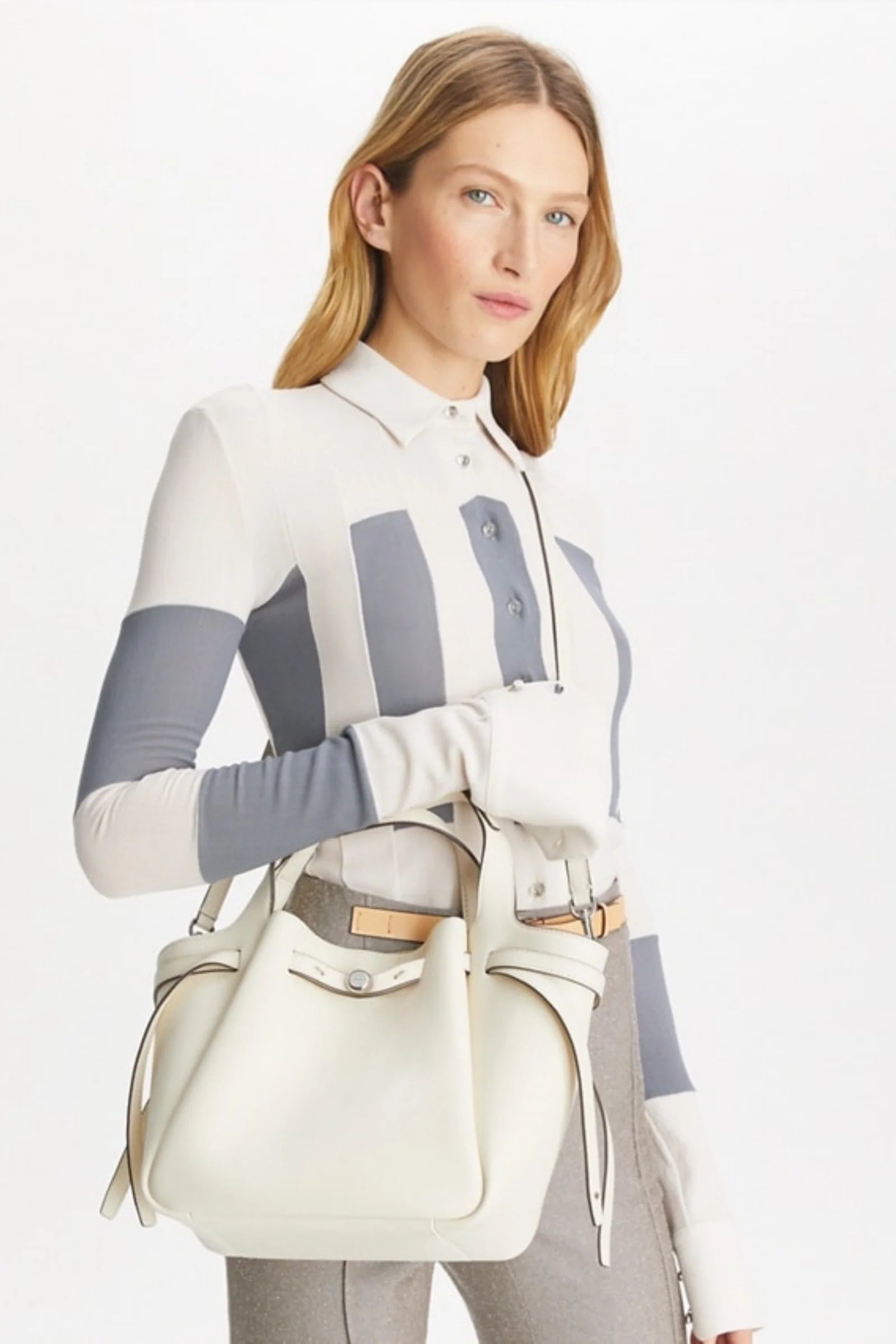 Tory Burch Small Romy Tote Light Cream