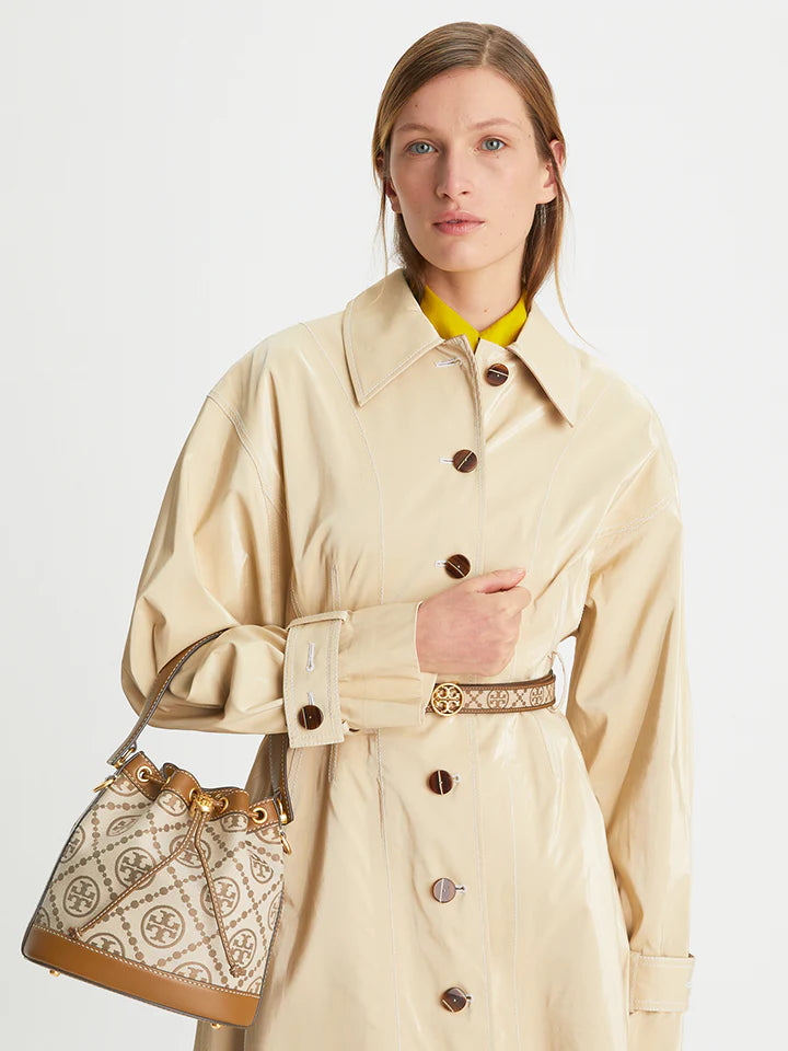Tory Burch T Monogram Bucket Bag Hazelnut