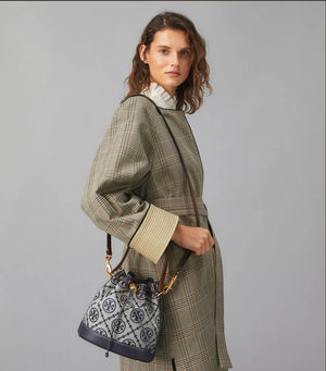 Tory Burch T Monogram Bucket Bag Navy