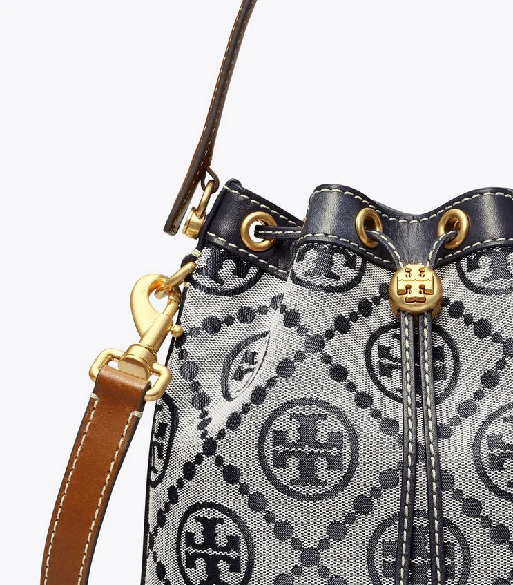 Tory Burch T Monogram Bucket Bag Navy