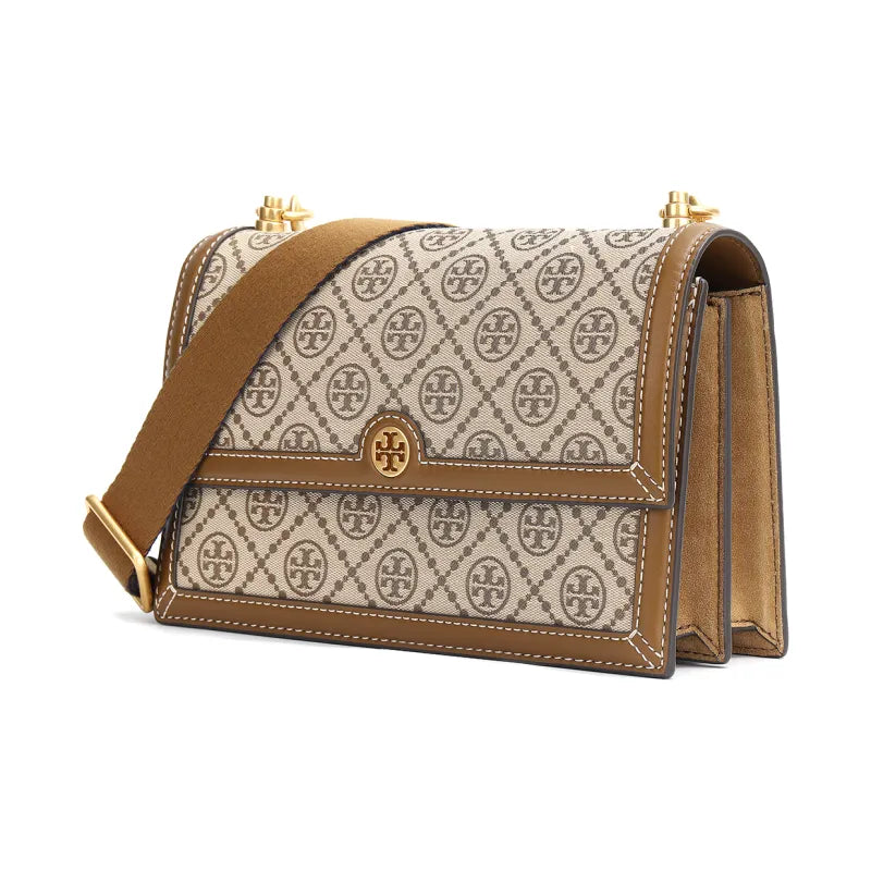 Tory Burch T Monogram Jacquard Mini Shoulder Bag Hazelnut