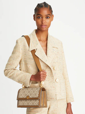 Tory Burch T Monogram Jacquard Mini Shoulder Bag Hazelnut