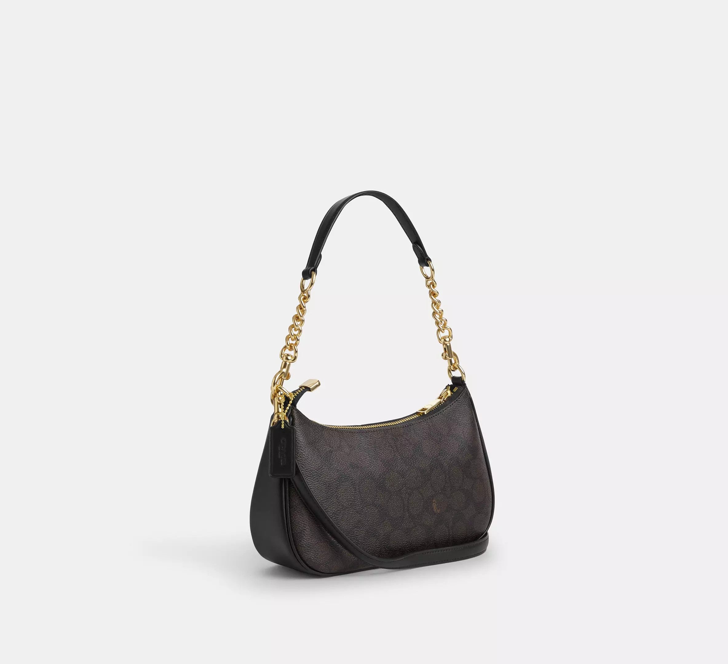 Teri Shoulder Bag In Signature Canvas /Gold/Walnut/Black