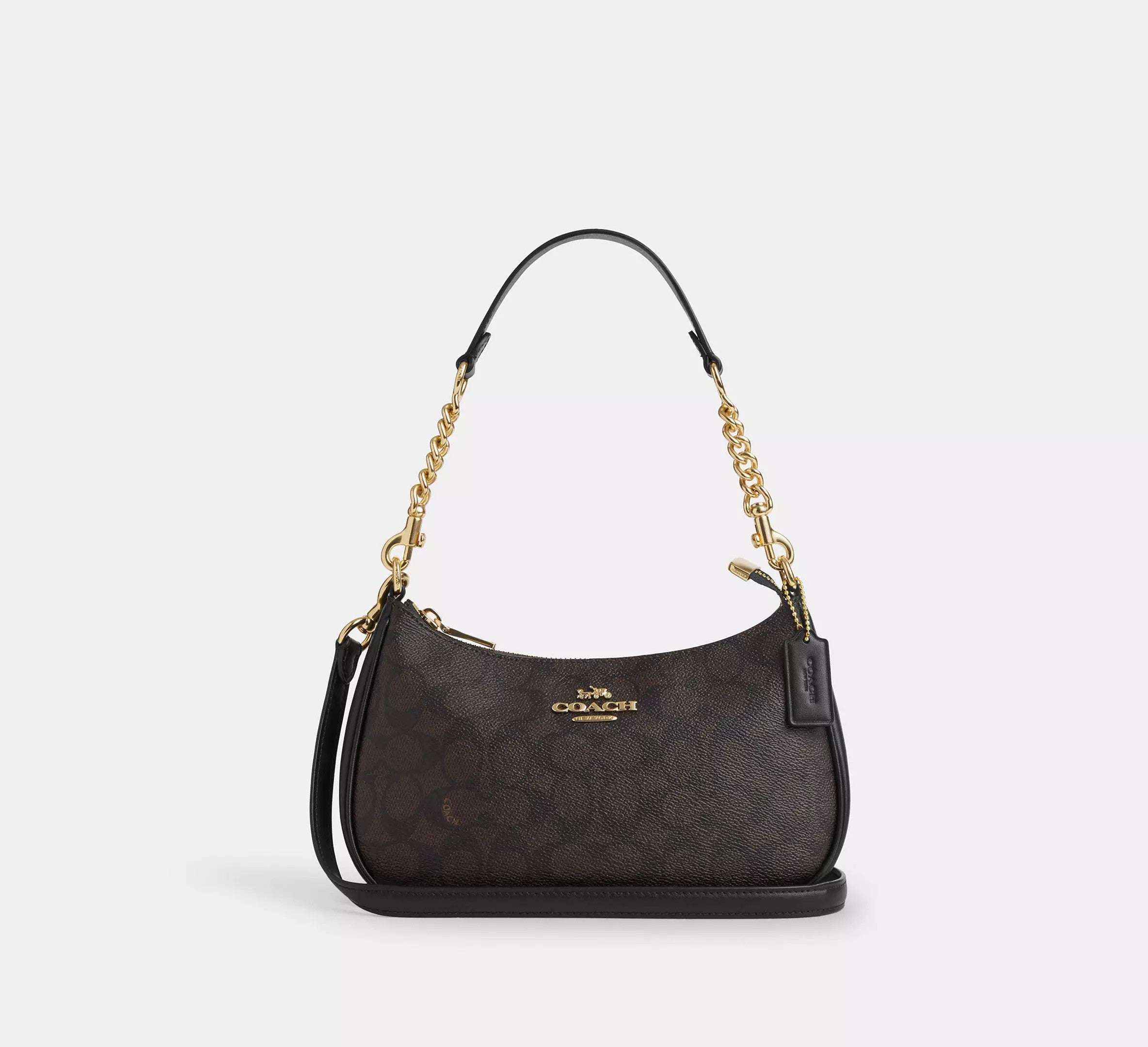 Teri Shoulder Bag In Signature Canvas /Gold/Walnut/Black