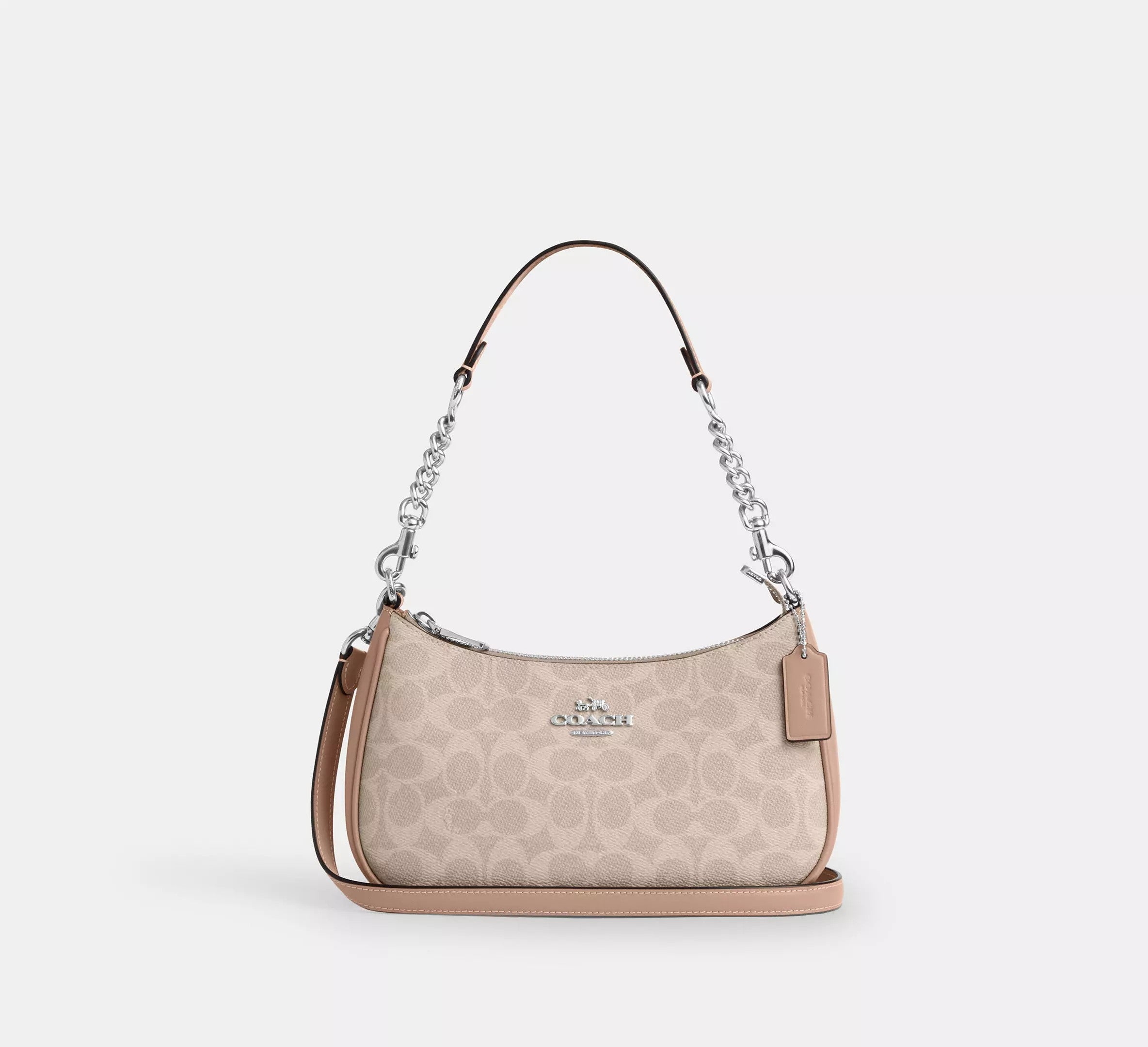 Teri Shoulder Bag In Signature Canvas /Silver/Sand/Taupe