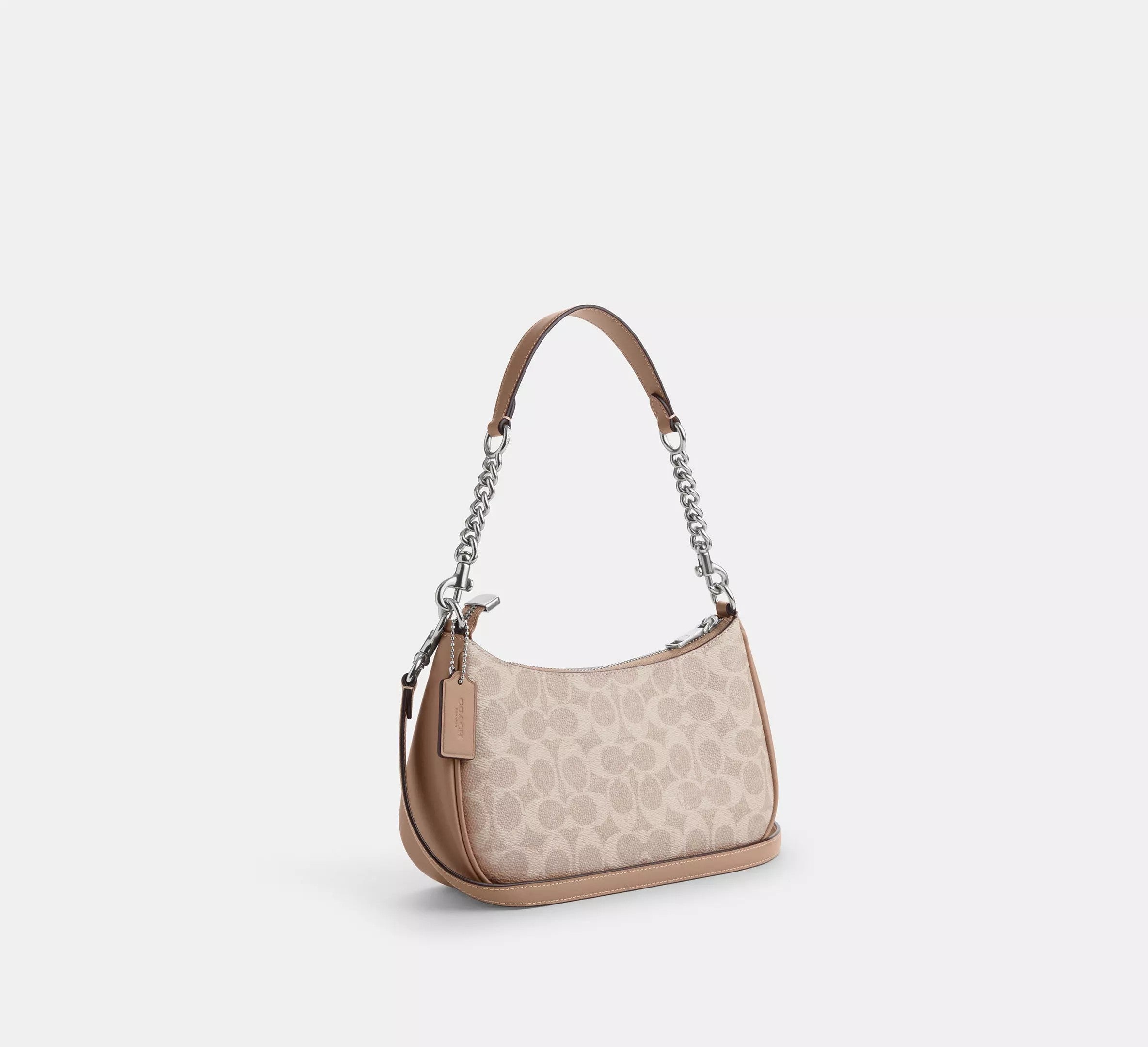 Teri Shoulder Bag In Signature Canvas /Silver/Sand/Taupe