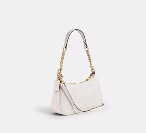 Teri Shoulder Bag In Signature Canvas /Gold/White/Chalk