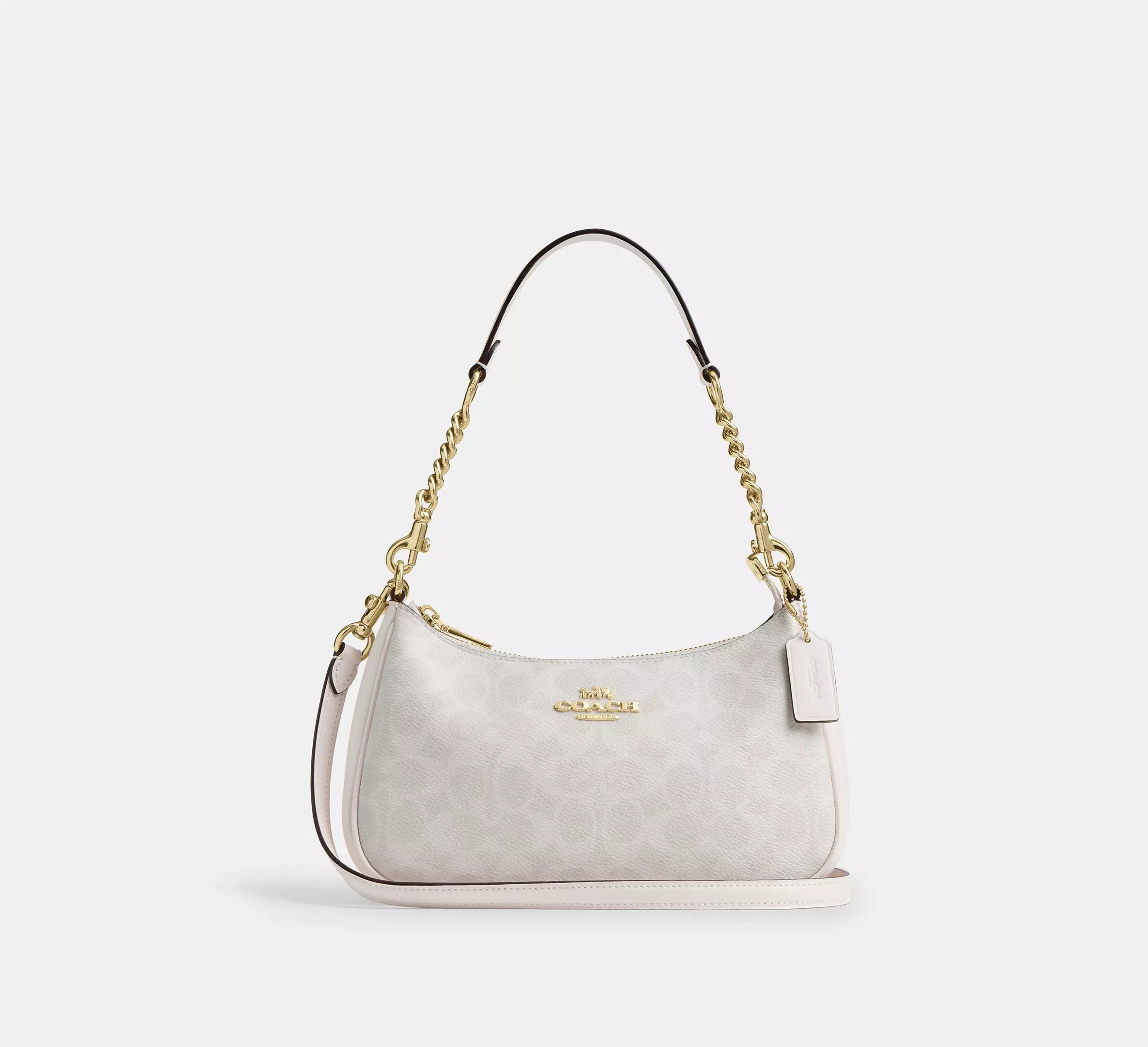Teri Shoulder Bag In Signature Canvas /Gold/White/Chalk