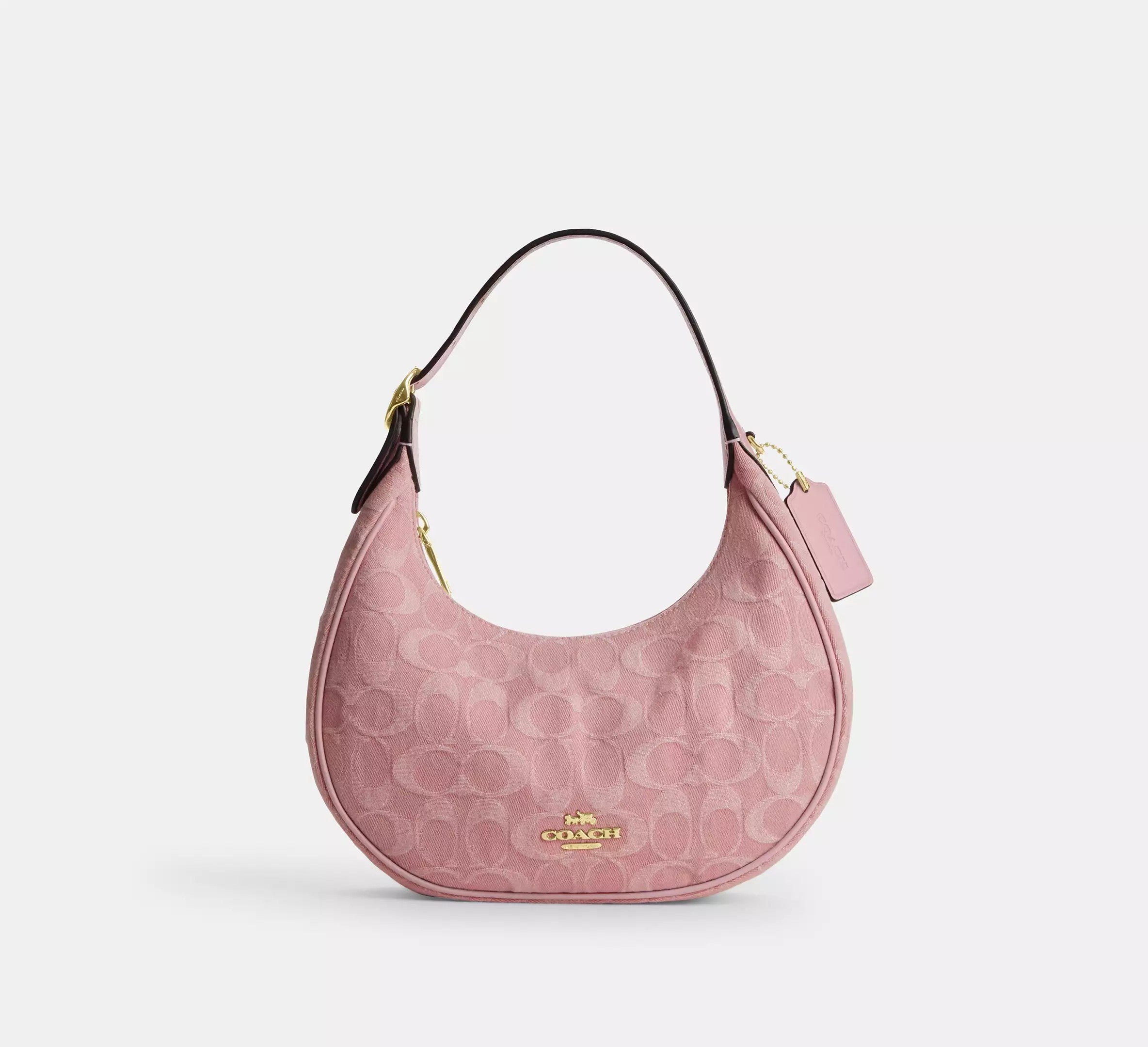 Emily Shoulder Bag In Signature Denim/Gold/Light Pink