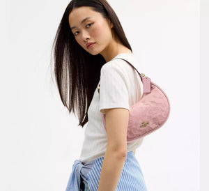 Emily Shoulder Bag In Signature Denim/Gold/Light Pink