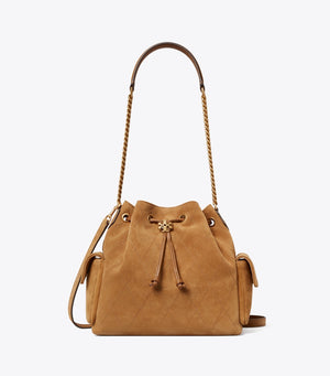 CHARLIE QUILTED DRAWSTRING SHOULDER BAG TOFFEE