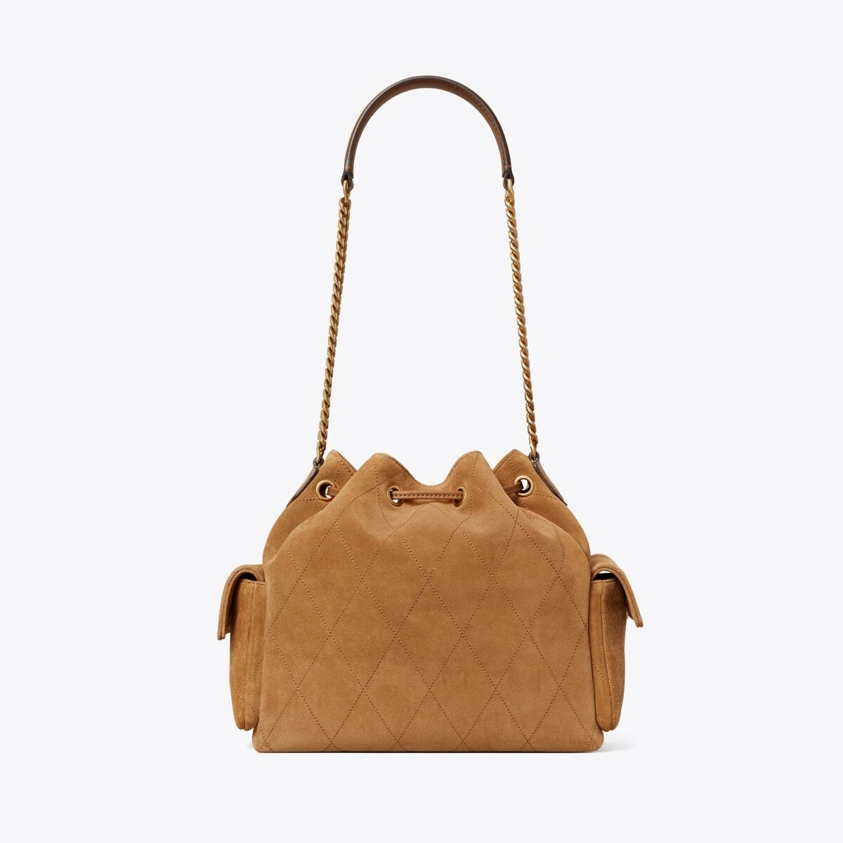 CHARLIE QUILTED DRAWSTRING SHOULDER BAG TOFFEE