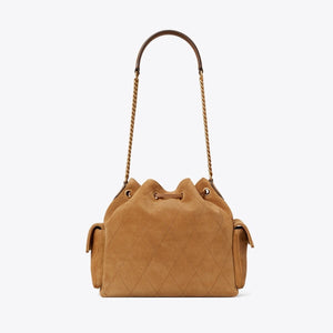 CHARLIE QUILTED DRAWSTRING SHOULDER BAG TOFFEE