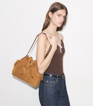 CHARLIE QUILTED DRAWSTRING SHOULDER BAG TOFFEE