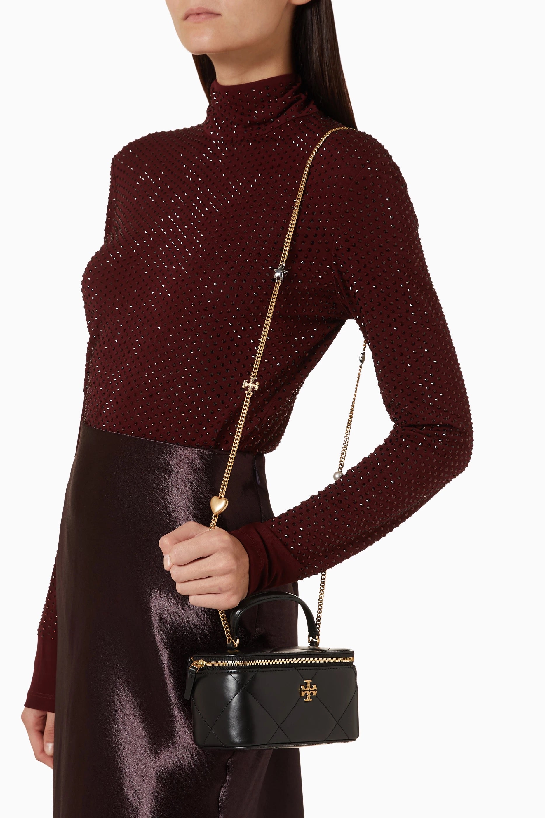 Kira Charm Vanity Case in Quilted Leather