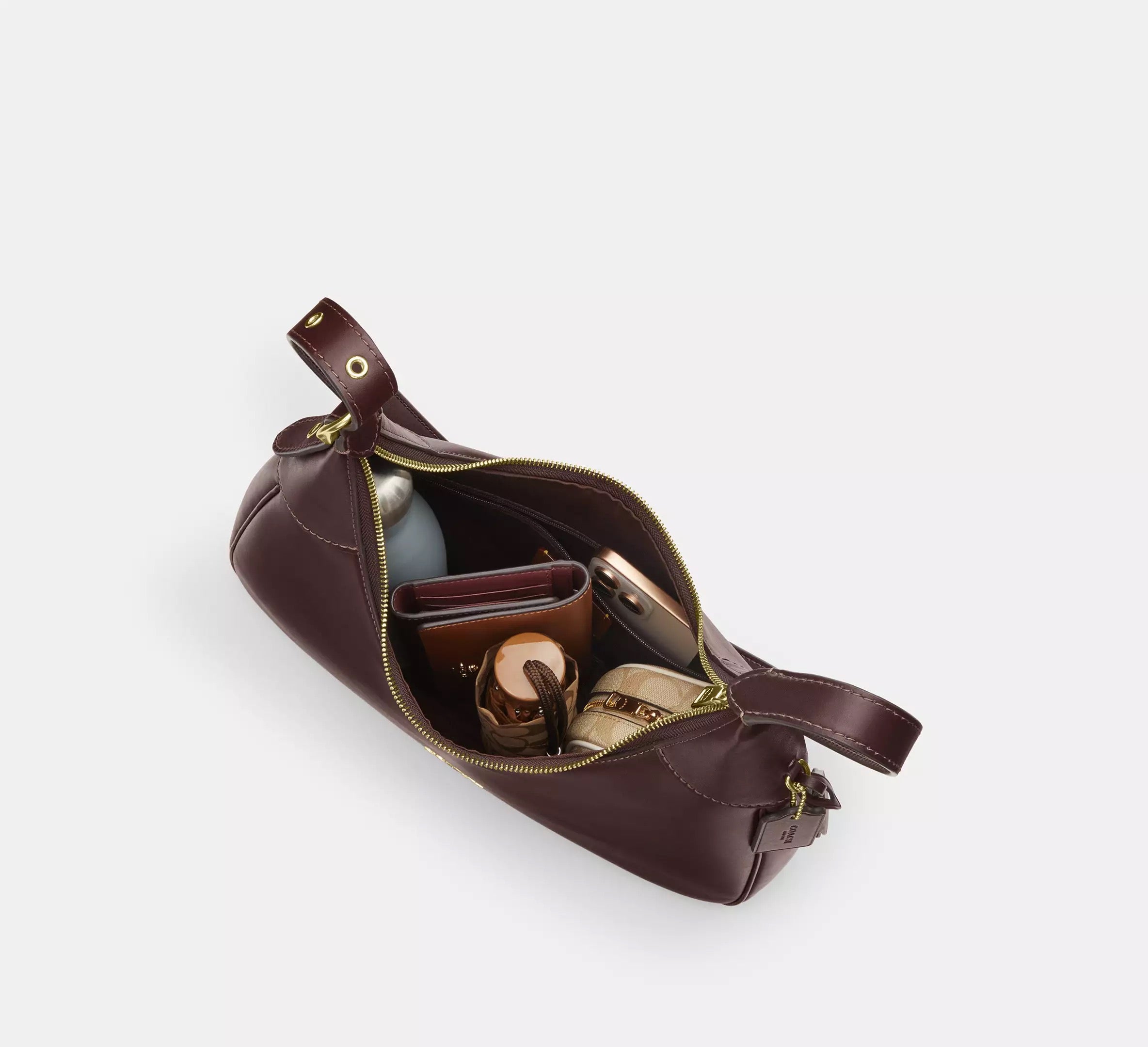 Ella Shoulder Bag smooth leather/Gold/Espresso