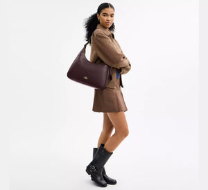 Ella Shoulder Bag smooth leather/Gold/Espresso