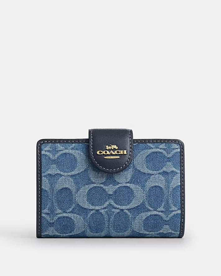 Medium Corner Zip Wallet In Signature Denim