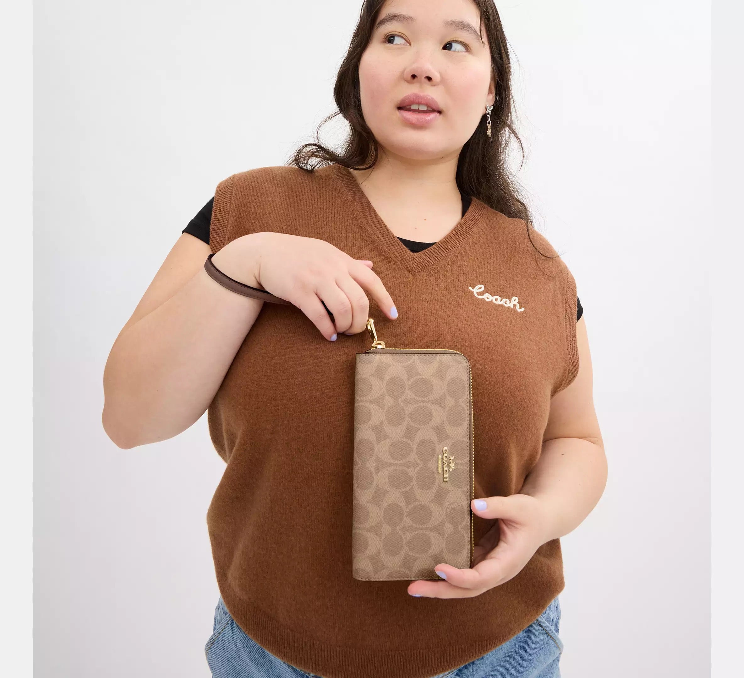 Long Zip Around Wallet In Signature Canvas